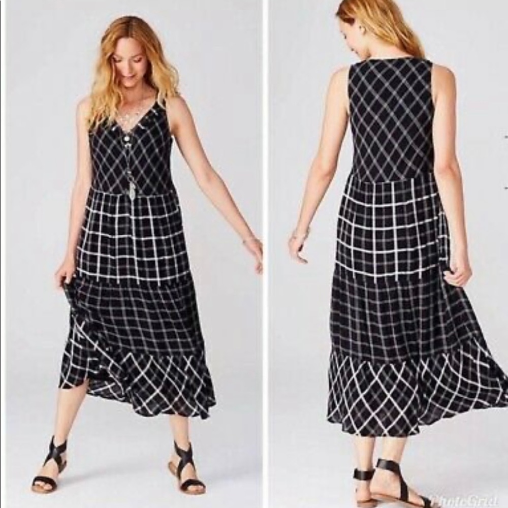 NEW J. Jill Black and White Sleeveless MIDI Dress Size SP